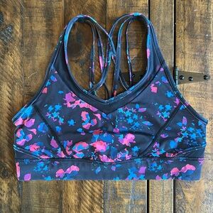 Lululemon Black Pink Blue Digital Sports Bra | Size 10